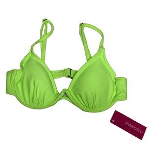 Xhilaration Juniors Lime Green Inverted V Front Underwire Bikini Top S 0-2 NEW!